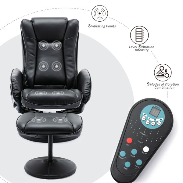 Oliver Harmeet 30" Wide Faux Leather Manual Swivel Ergonomic